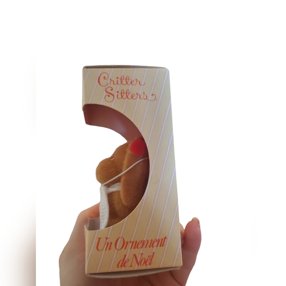 Vintage flocked dog Critter sitter Christmas ornament in original box - Picture 3 of 4